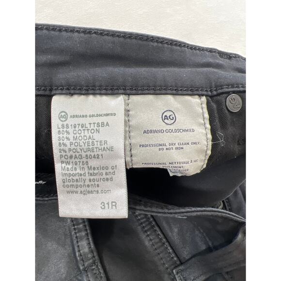 AG Adriano Goldschmied Alexxis Vintage Straight Black Leatherette Sateen Jean - Picture 8 of 10